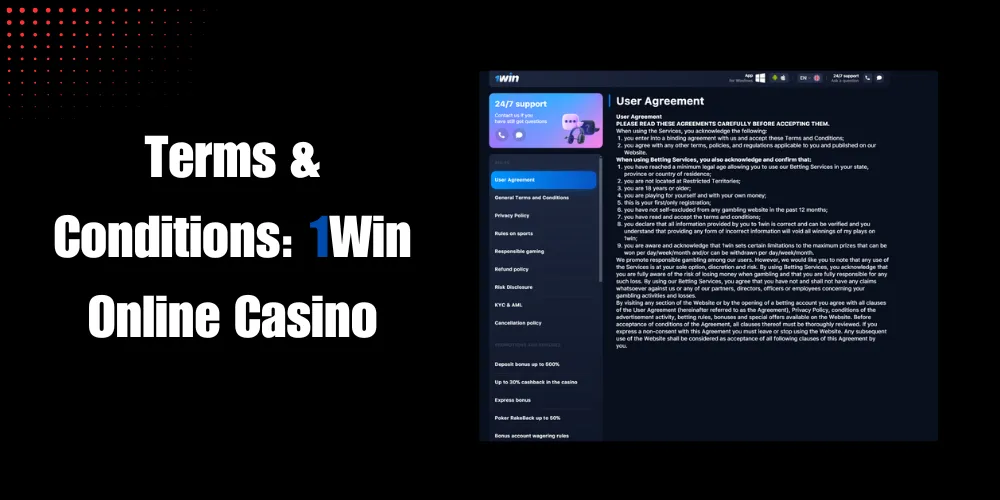 Terms & Conditions at 1Win Online Casino